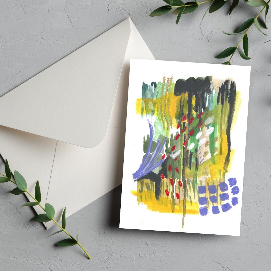 Abstract Art Greeting Card: Edge of the Field - Blank Inside