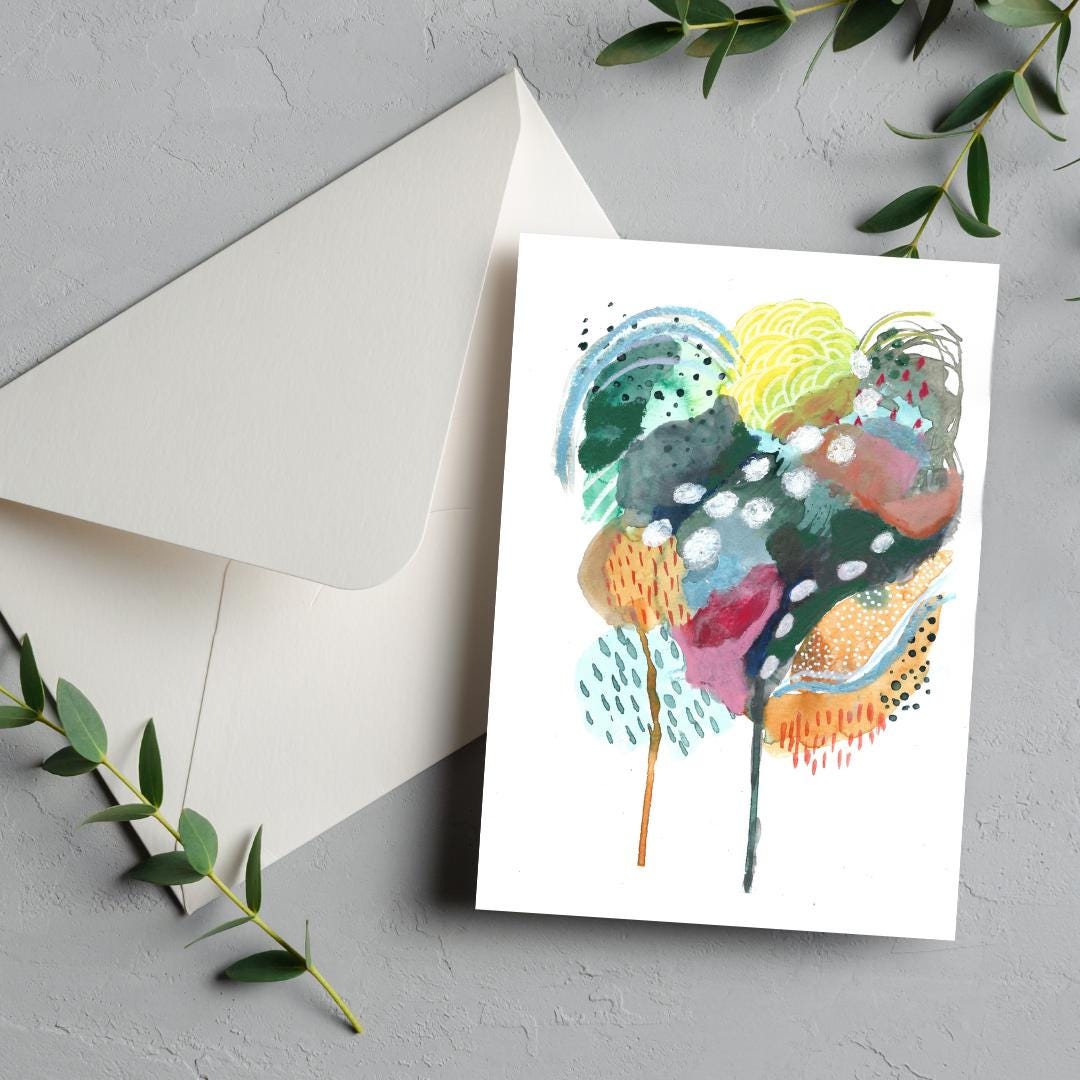 Abstract Art Greeting Card: After the Rain - Blank Inside