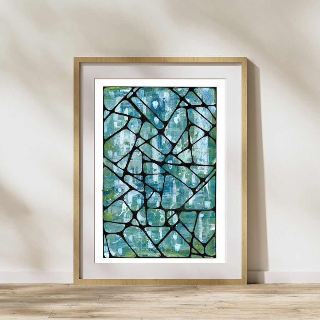 ORIGINAL ABSTRACT ART, mixed media, blue wall art, gift for mum
