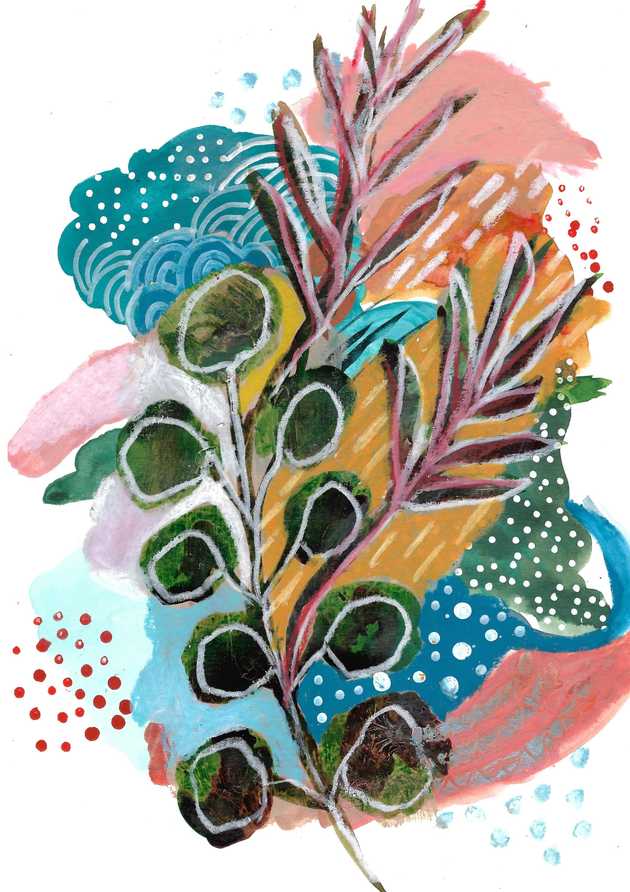 Abstract Art Greeting Card: Early Bloom Botanical Design