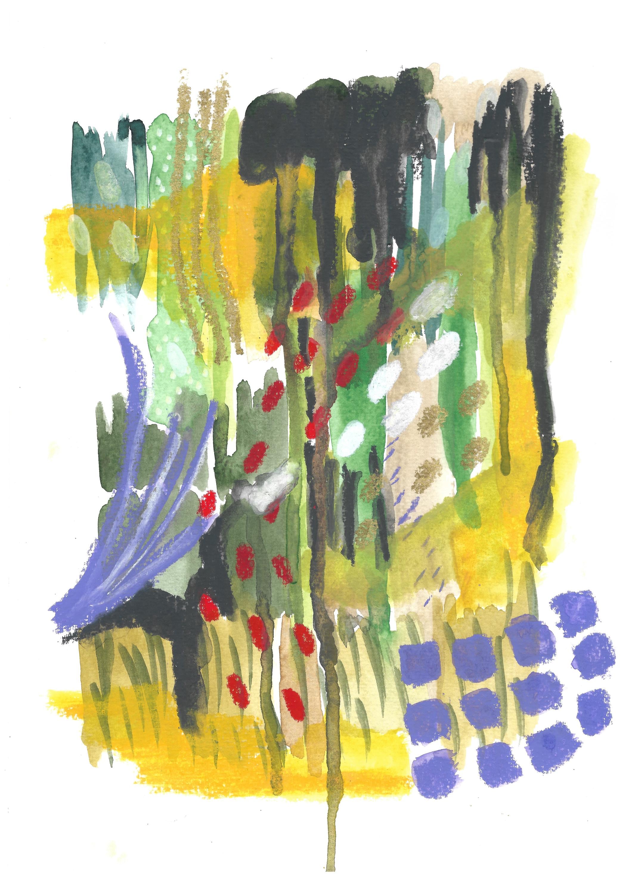 Abstract Art Greeting Card: Edge of the Field - Blank Inside