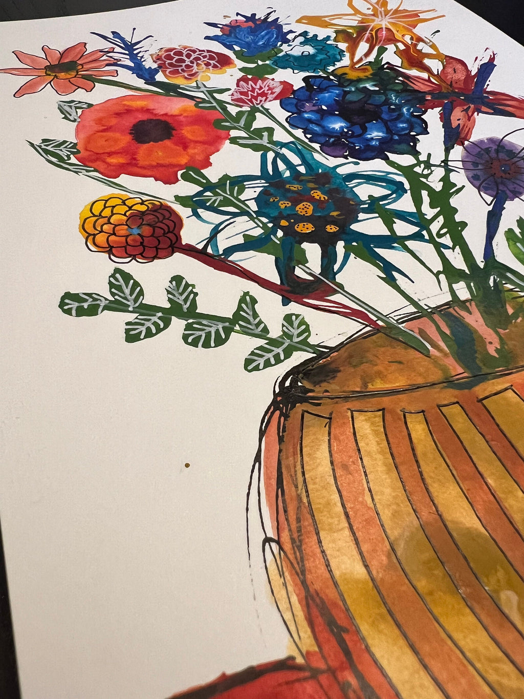 Original abstract art |acrylic painting | flowers in a vase | floral abstract