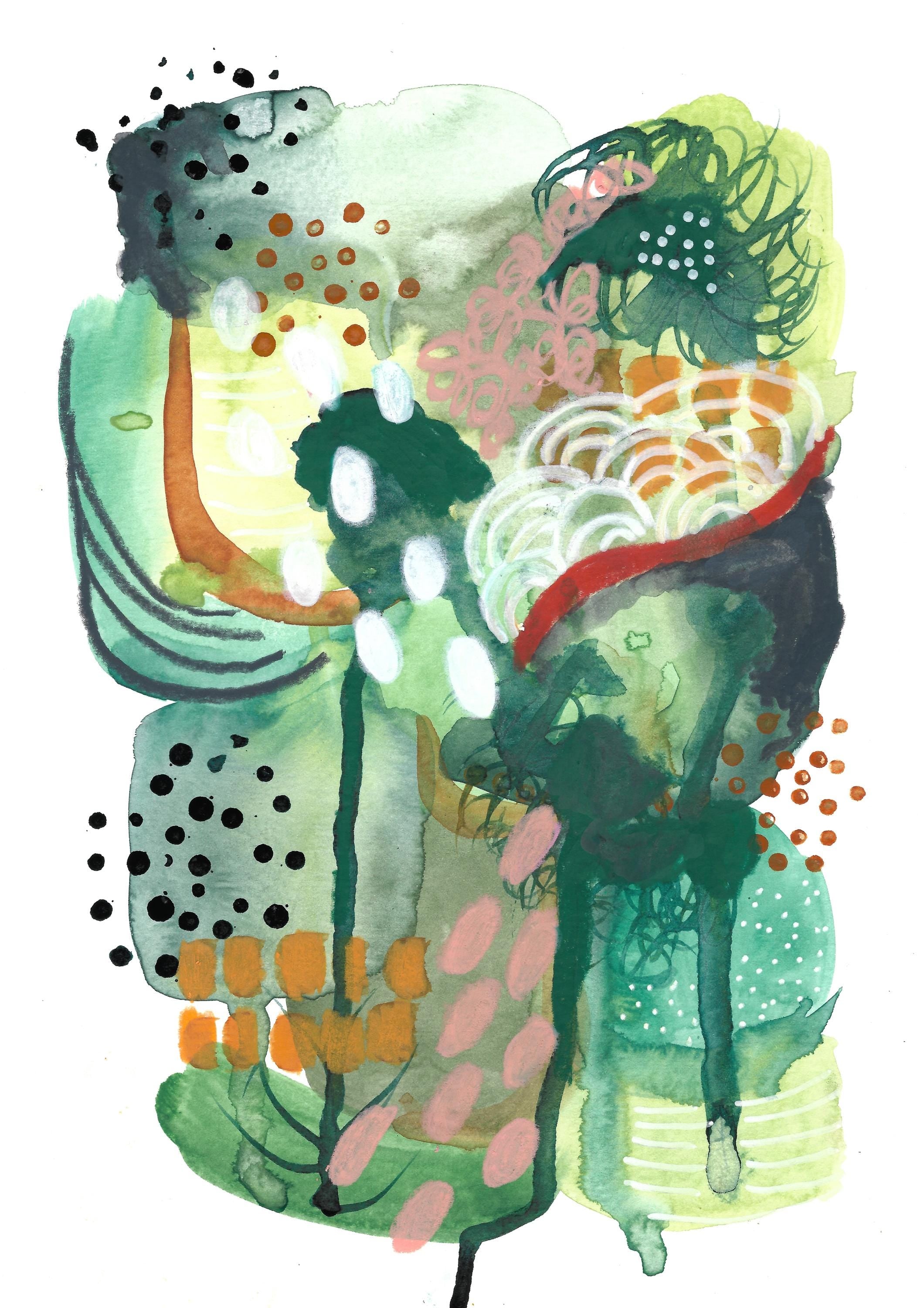 Abstract Art Greeting Card: Garden Chaos Design
