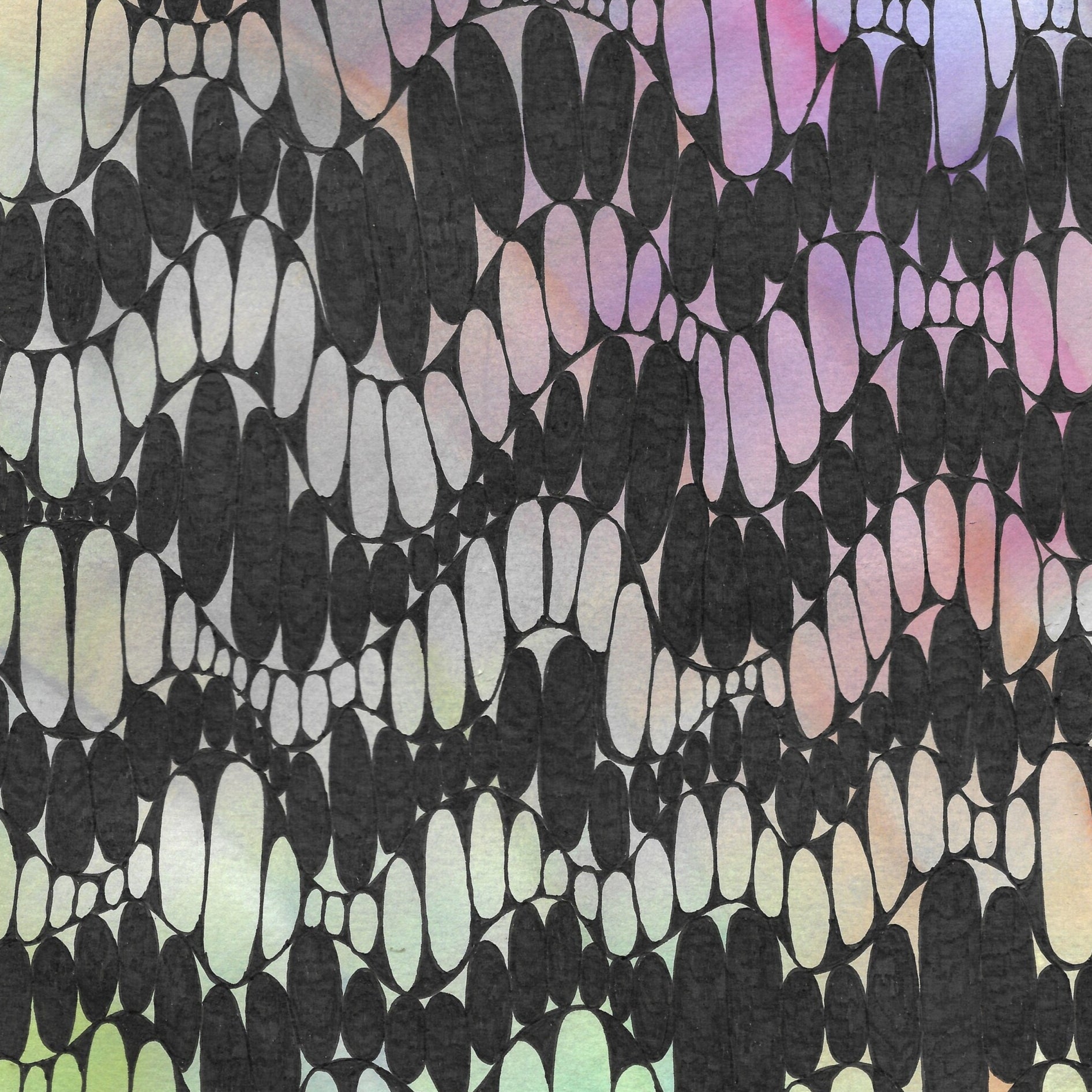 Colorful patterned paper with black background