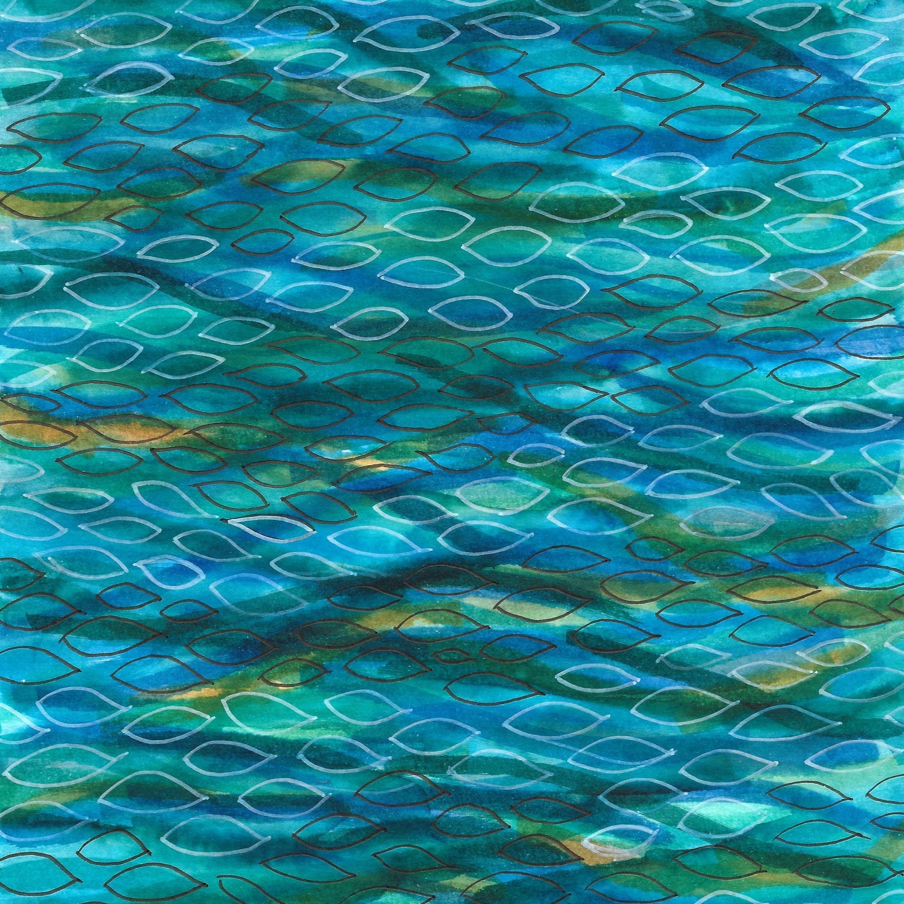Textile with a blue and green abstract pattern