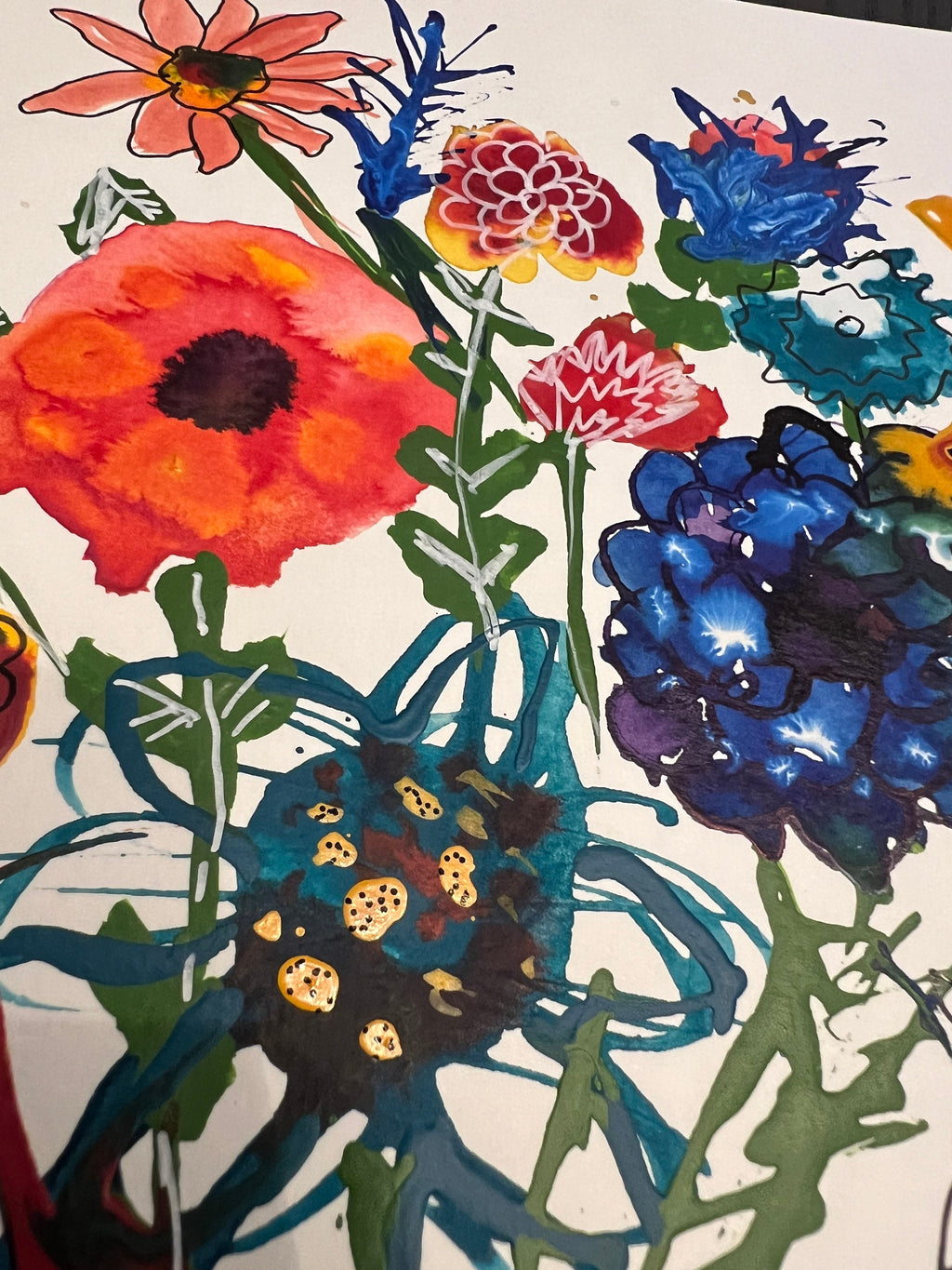 Original abstract art |acrylic painting | flowers in a vase | floral abstract