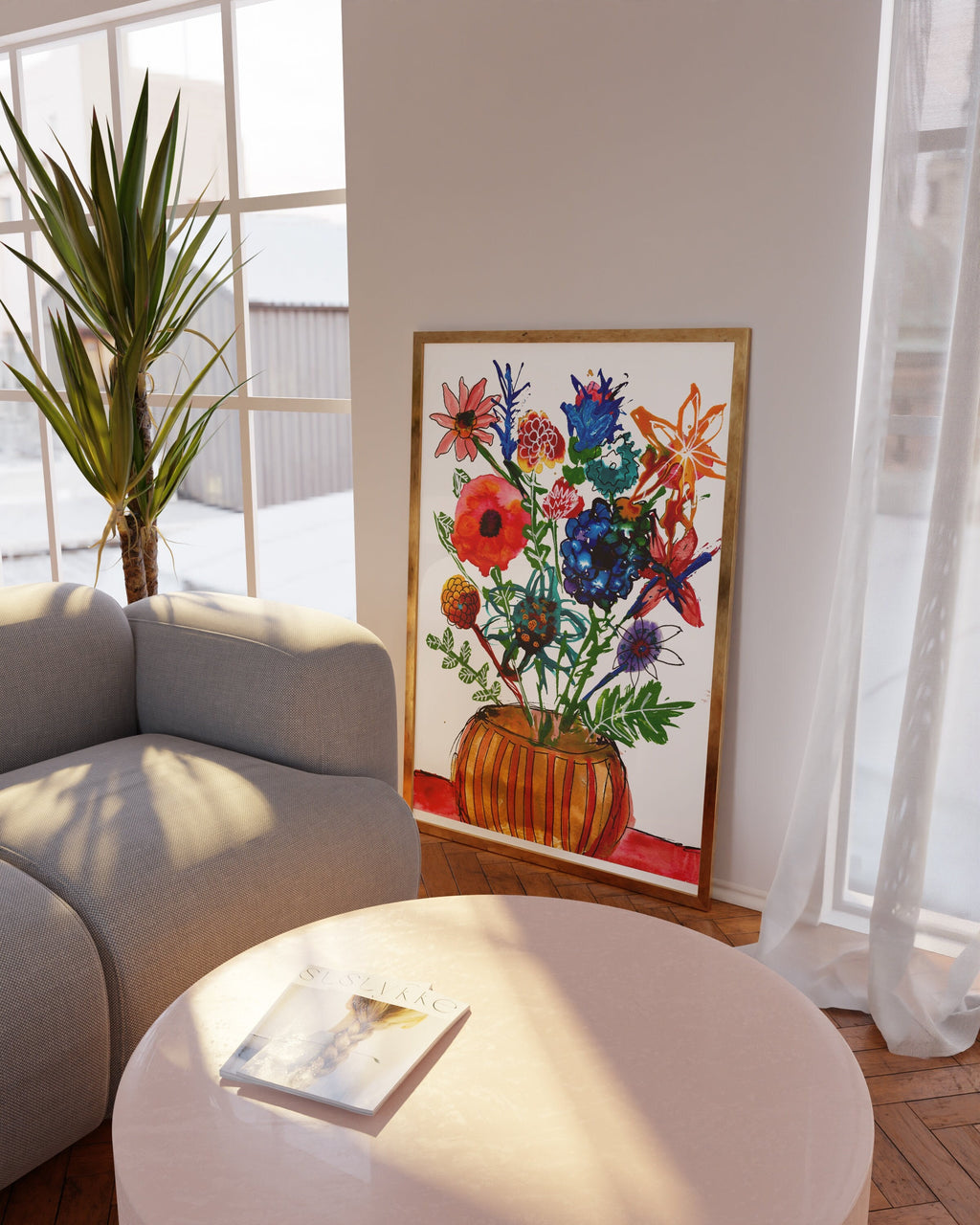 Original abstract art |acrylic painting | flowers in a vase | floral abstract