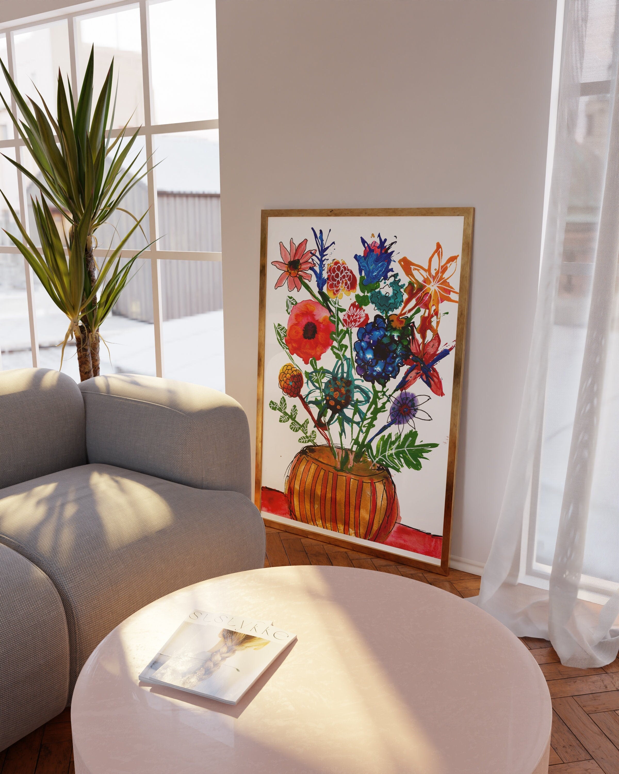 Original abstract art |acrylic painting | flowers in a vase | floral abstract