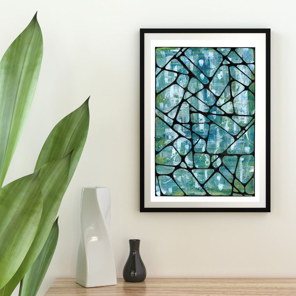 ORIGINAL ABSTRACT ART, mixed media, blue wall art, gift for mum