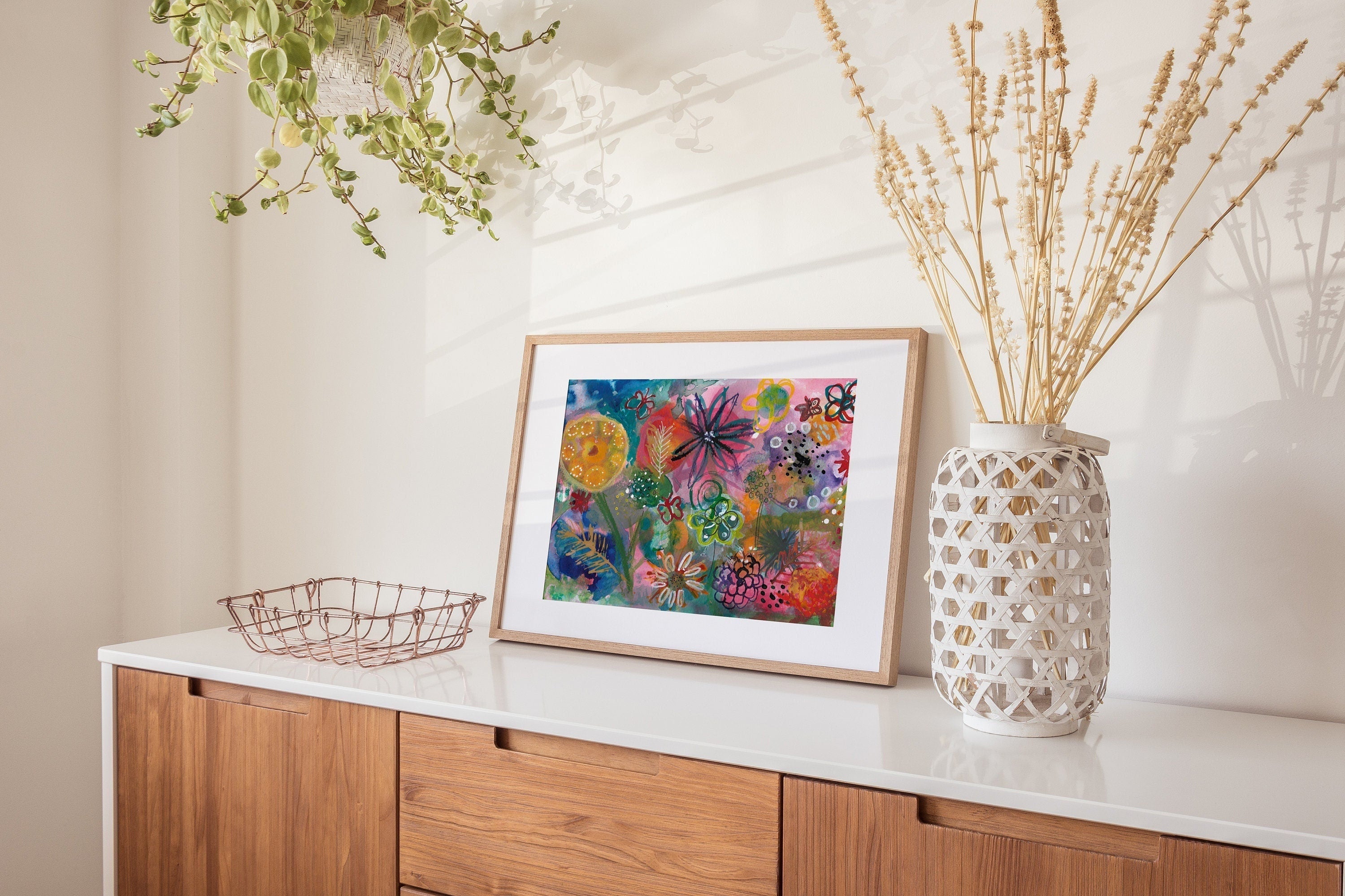 Flower print, acrylic painting, flowers,