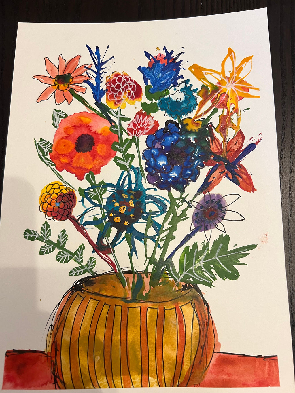 Original abstract art |acrylic painting | flowers in a vase | floral abstract