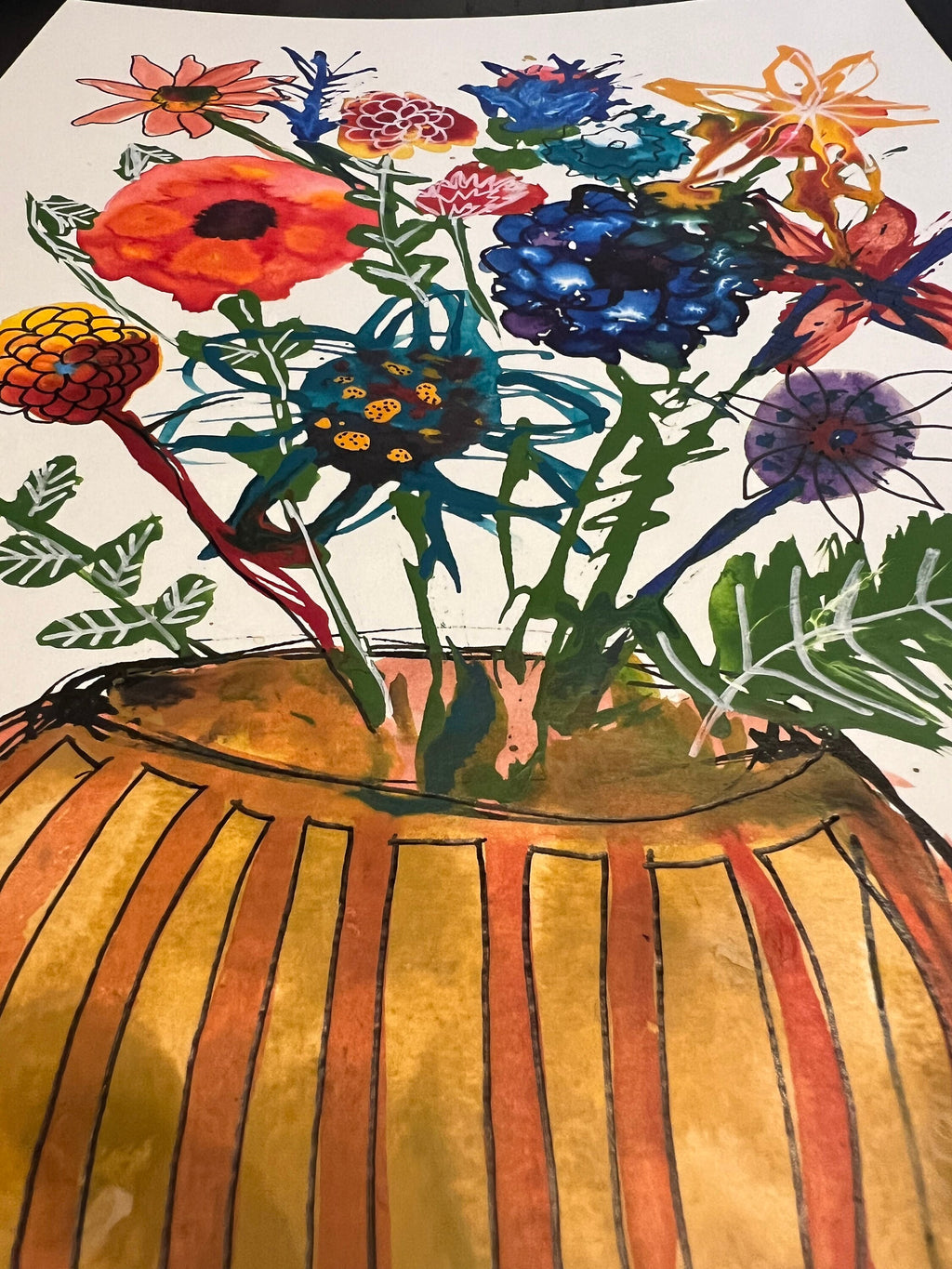 Original abstract art |acrylic painting | flowers in a vase | floral abstract